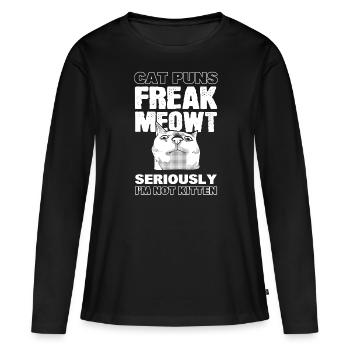 Cats Word Games Pet Lover - Women's Premium Organic Long Sleeve Shirt - black - Front - Julia (174cm)