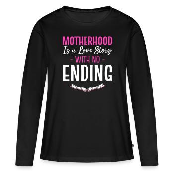 Maternité Mère engagée - T-shirt manches longues Premium bio Femme - noir - Devant - Julia (174cm)