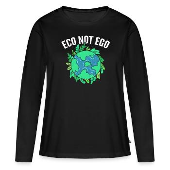 Eco Pas Ego Ecologiste - T-shirt manches longues Premium bio Femme - noir - Devant - Julia (174cm)