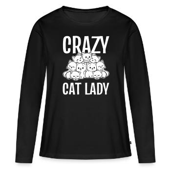 Crazy Cat Lady Cat Lover - Women's Premium Organic Long Sleeve Shirt - black - Front - Julia (174cm)