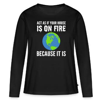 The Global Warming Eco-Activist - Women's Premium Organic Long Sleeve Shirt - black - Front - Julia (174cm)