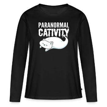 Paranormal Cat Ghostbusters - T-shirt manches longues Premium bio Femme - noir - Devant - Julia (174cm)