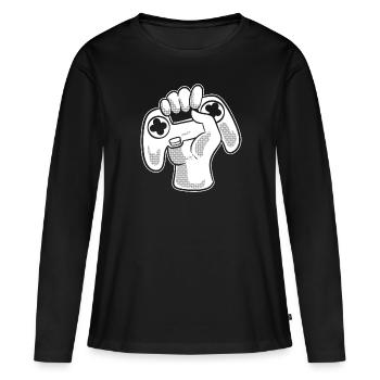 Videospiel -Controller Computerfreak - Frauen Premium Bio Langarmshirt - Schwarz - Vorne - Julia (174cm)