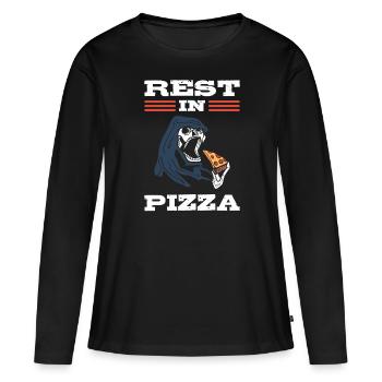 Rest In Pizza Pizzamacher - Frauen Premium Bio Langarmshirt - Schwarz - Vorne - Julia (174cm)