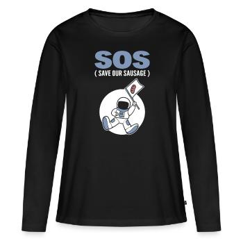 Wurstliebhaber Fleischesser - Frauen Premium Bio Langarmshirt - Schwarz - Vorne - Julia (174cm)