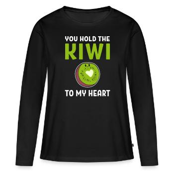 Kiwi Fruit Fruitarismus - Frauen Premium Bio Langarmshirt - Schwarz - Vorne - Julia (174cm)