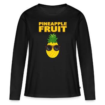 Ananasfrucht Rancher - Frauen Premium Bio Langarmshirt - Schwarz - Vorne - Julia (174cm)