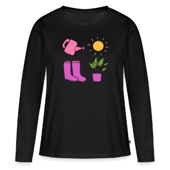 Botanisch Gärtner - Frauen Premium Bio Langarmshirt - Schwarz - Vorne - Julia (174cm)