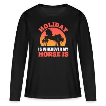 Pferdeliebhaber Reitlehrer - Frauen Premium Bio Langarmshirt - Schwarz - Vorne - Julia (174cm)