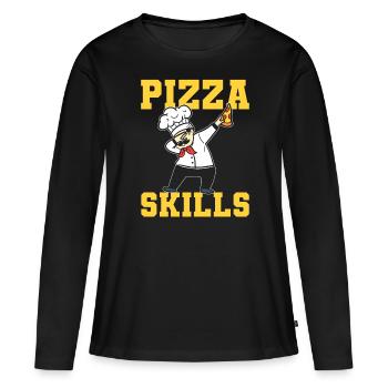 Pizza Skills Pizzabäcker - Frauen Premium Bio Langarmshirt - Schwarz - Vorne - Julia (174cm)