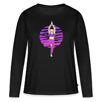 Yoga-Pose Yogalehrer - Frauen Premium Bio Langarmshirt - Schwarz - Vorne - Julia (174cm)