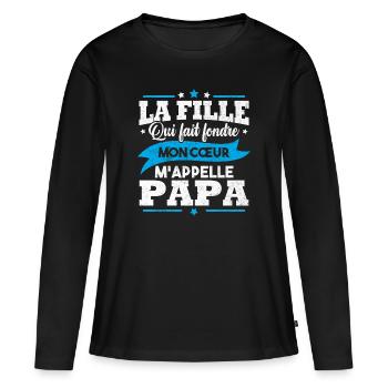 La fille qui fait fondre mon cœur m appelle papa - T-shirt manches longues Premium bio Femme - noir - Devant - Julia (174cm)