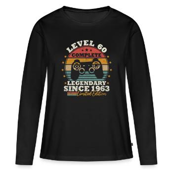 Level 60 freigeschaltet - Frauen Premium Bio Langarmshirt - Schwarz - Vorne - Julia (174cm)
