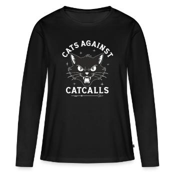 Anti Catcalling Gegen Belästigung Statement Design - Frauen Premium Bio Langarmshirt - Schwarz - Vorne - Julia (174cm)