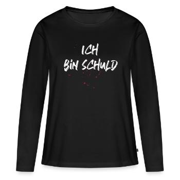 Lustiger Spruch für Ihn & Sie - Ich bin schuld - Frauen Premium Bio Langarmshirt - Schwarz - Vorne - Julia (174cm)