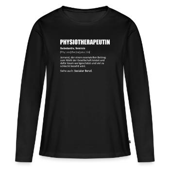 Physiotherapeutin/Physiotherapeut/Physiotherapie - Frauen Premium Bio Langarmshirt - Schwarz - Vorne - Julia (174cm)
