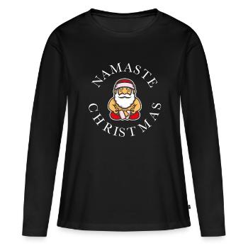 Namaste Yoga Santa - Women's Premium Organic Long Sleeve Shirt - black - Front - Julia (174cm)