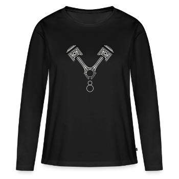 Moteur V8 - T-shirt manches longues Premium bio Femme - noir - Devant - Julia (174cm)