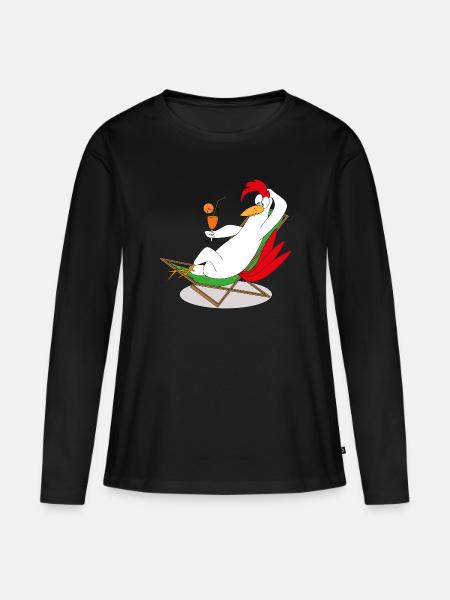 Jean im Strandstuhl - Frauen Premium Bio Langarmshirt - Schwarz