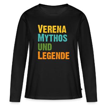 Verena, die Frau der Mythos die Legende - Frauen Premium Bio Langarmshirt - Schwarz - Vorne - Julia (174cm)