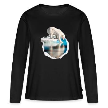 Un ours polaire blanc sur la banquise ours blanc - T-shirt manches longues Premium bio Femme - noir - Devant - Julia (174cm)