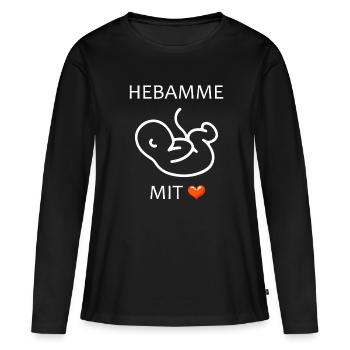 Hebamme mit Herz Baby eine Hebamme - Frauen Premium Bio Langarmshirt - Schwarz - Vorne - Julia (174cm)