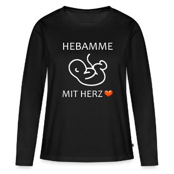 Hebamme mit Herz Baby eine Hebamme - Frauen Premium Bio Langarmshirt - Schwarz - Vorne - Julia (174cm)