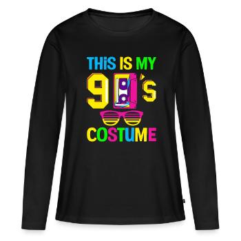Das ist mein Neunziger 90er Party Kostüm 90er - Frauen Premium Bio Langarmshirt - Schwarz - Vorne - Julia (174cm)