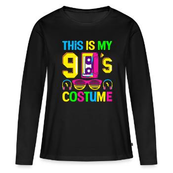 Das ist mein Neunziger 90er Party Kostüm 90er - Frauen Premium Bio Langarmshirt - Schwarz - Vorne - Julia (174cm)