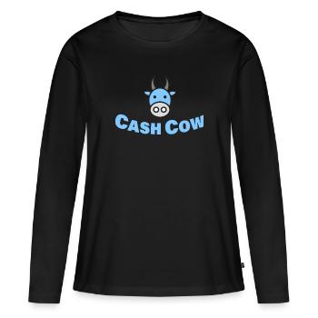 CASH COW - Frauen Premium Bio Langarmshirt - Schwarz - Vorne - Julia (174cm)