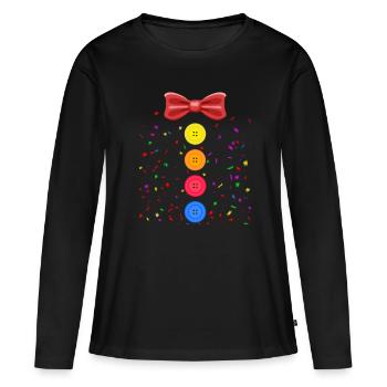 Ein lustiges Karneval Kostüm mit Knöpfen - Frauen Premium Bio Langarmshirt - Schwarz - Vorne - Julia (174cm)