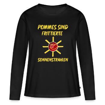 Pommes sind frittierte Sonnenstrahlen die Sonne - Frauen Premium Bio Langarmshirt - Schwarz - Vorne - Julia (174cm)