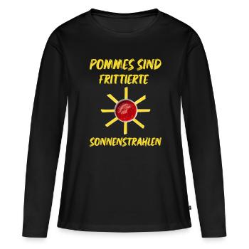 Pommes sind frittierte Sonnenstrahlen die Sonne - Frauen Premium Bio Langarmshirt - Schwarz - Vorne - Julia (174cm)