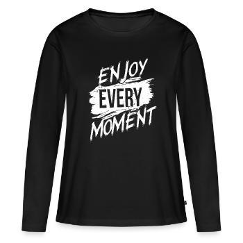 Profitez de chaque instant - T-shirt manches longues Premium bio Femme - noir - Devant - Julia (174cm)