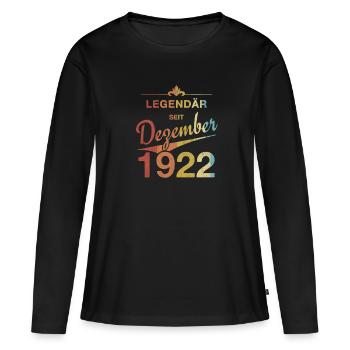 Legendary 100th birthday December 1922 vintage - Women's Premium Organic Long Sleeve Shirt - black - Front - Julia (174cm)