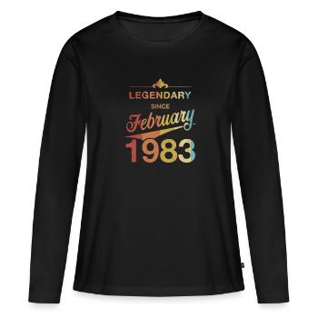 40th birthday Legendary February 1983 Year 83 - Women's Premium Organic Long Sleeve Shirt - black - Front - Julia (174cm)