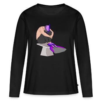 Foyer - T-shirt manches longues Premium bio Femme - noir - Devant - Julia (174cm)