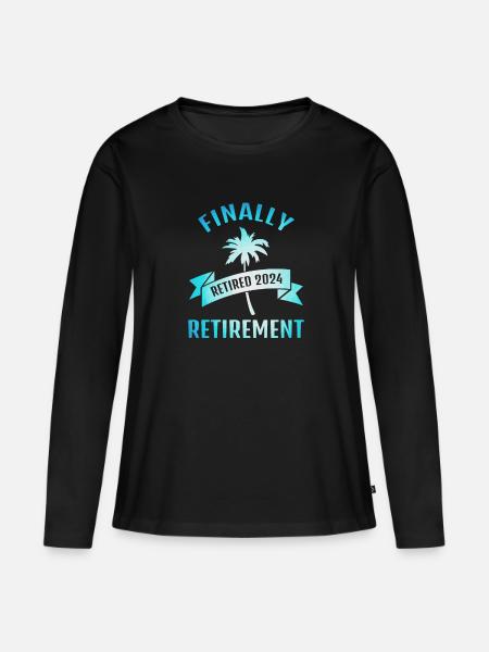 Endlich Ruhestand Rente 2024 Geschenk für Rentner - Frauen Premium Bio Langarmshirt - Schwarz