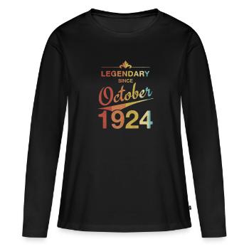 100th Birthday Legendary since October 1924 - Women's Premium Organic Long Sleeve Shirt - black - Front - Julia (174cm)