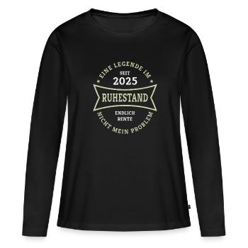 Retraite 2025 Enfin un cadeau de retraite pour les retraités - T-shirt manches longues Premium bio Femme - noir - Devant - Julia (174cm)