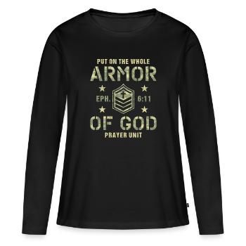 Armor of God Gift for Christians Religious Camoufl - Frauen Premium Bio Langarmshirt - Schwarz - Vorne - Julia (174cm)