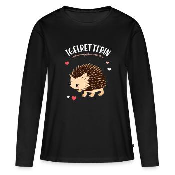 Igelretterin Weißbauchigel Igel Tier Stacheligel - Frauen Premium Bio Langarmshirt - Schwarz - Vorne - Julia (174cm)