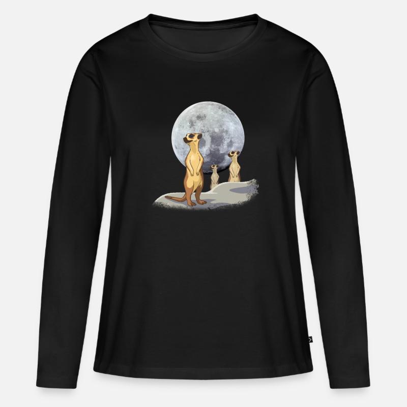 Erdmännchen - Frauen Premium Bio Langarmshirt - Schwarz