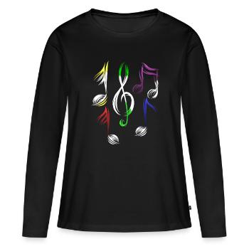 Clef triple note musique - T-shirt manches longues Premium bio Femme - noir - Devant - Julia (174cm)