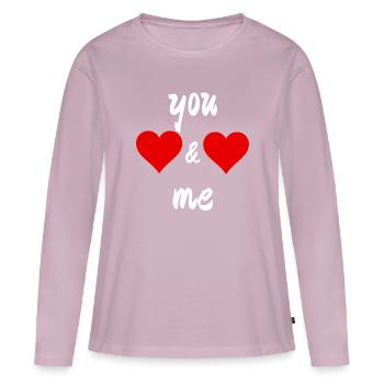 You & me - T-shirt manches longues Premium bio Femme - rose poudré - Devant - Julia (174cm)