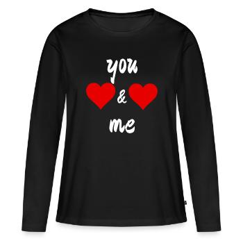 You & Me - Women's Premium Organic Long Sleeve Shirt - black - Front - Julia (174cm)