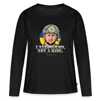 Zelensky Citation Munitions Covoiturage - T-shirt manches longues Premium bio Femme - noir - Devant - Julia (174cm)