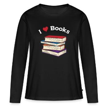 Buch Bücher Liebe - Frauen Premium Bio Langarmshirt - Schwarz - Vorne - Julia (174cm)