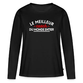 Le meilleur coach du monde entier - T-shirt manches longues Premium bio Femme - noir - Devant - Julia (174cm)