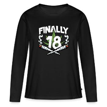 ENFIN 18 ANNIVERSAIRE 2004 FUMER DU CANNABIS - T-shirt manches longues Premium bio Femme - noir - Devant - Julia (174cm)
